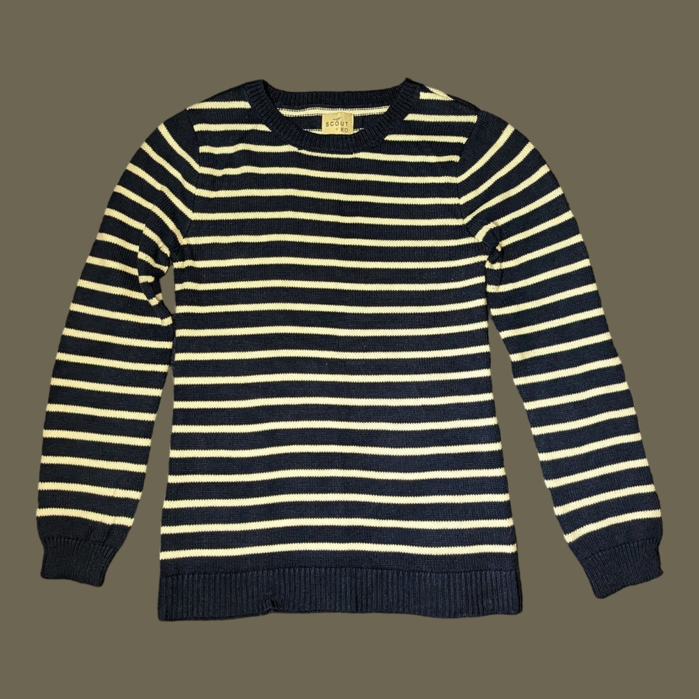 Girls 12 Blue and White Striped Long Sleeve Scout + Ro Sweater